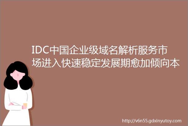 IDC中国企业级域名解析服务市场进入快速稳定发展期愈加倾向本地化服务